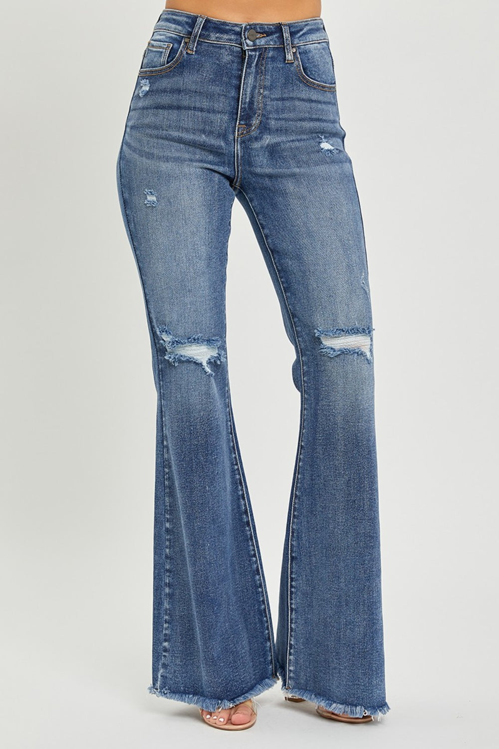 RISEN - High Waist Distressed Flare Jeans