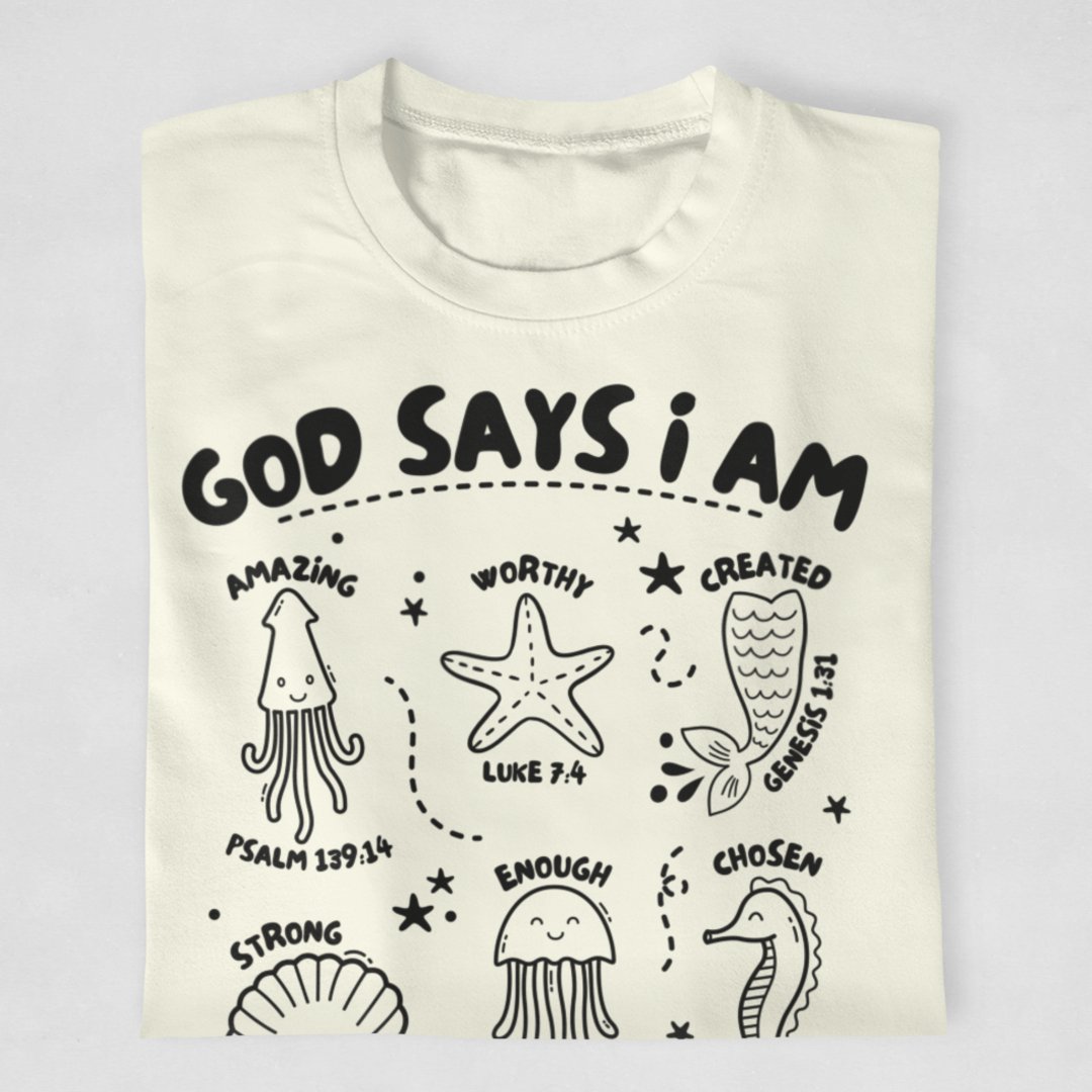 "God Says I Am" - Ocean Theme Youth & Toddler Tee - Size: 2T - YXL - Sweet PEA & Me Boutique