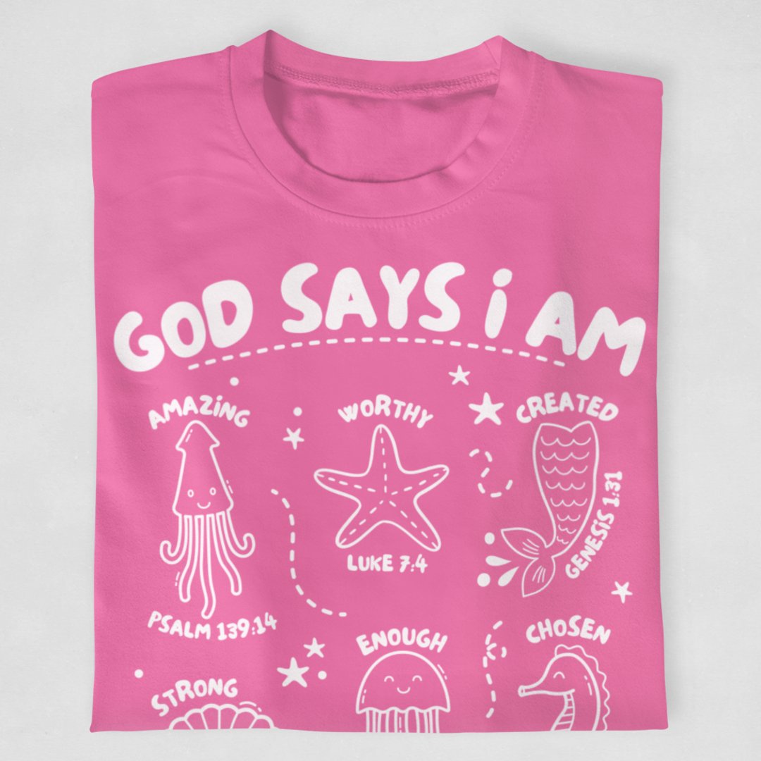 "God Says I Am" - Ocean Theme Youth & Toddler Tee - Size: 2T - YXL - Sweet PEA & Me Boutique