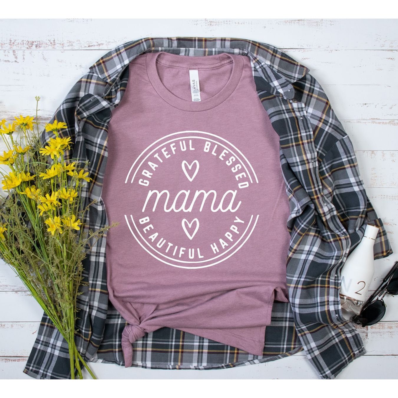 "Grateful Blessed Mama" Graphic Tee - Sweet PEA & Me Boutique