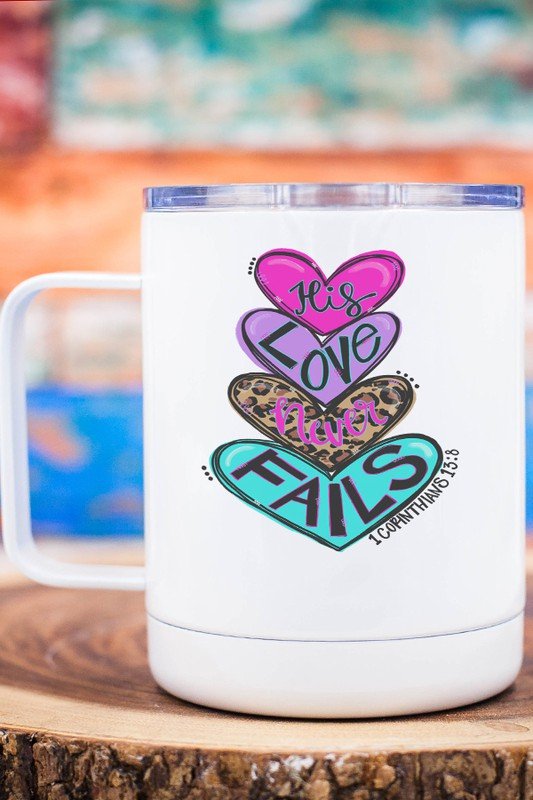 "His Love Never Fails" Travel Mug - Sweet PEA & Me Boutique