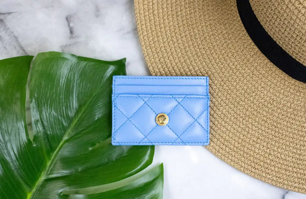 Versace - Mini Medusa DV Blue Quilted Leather Card Case - (The Luxe Line)