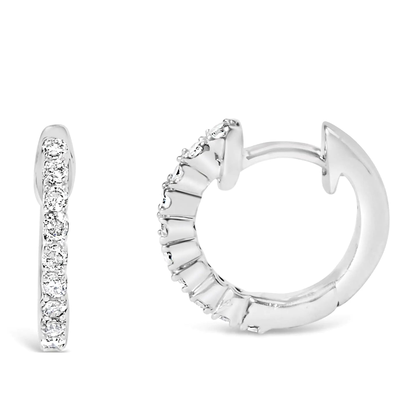 .925 Sterling Silver 1/6 Cttw Diamond Petite Hoop Earrings (I-J Color, I2-I3 Clarity) - (The Luxe Line)