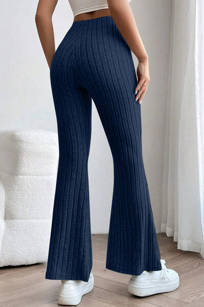 Basic Bae - Ribbed High Waist Flare Pants - Multiple Color Options, Reg & Plus Size