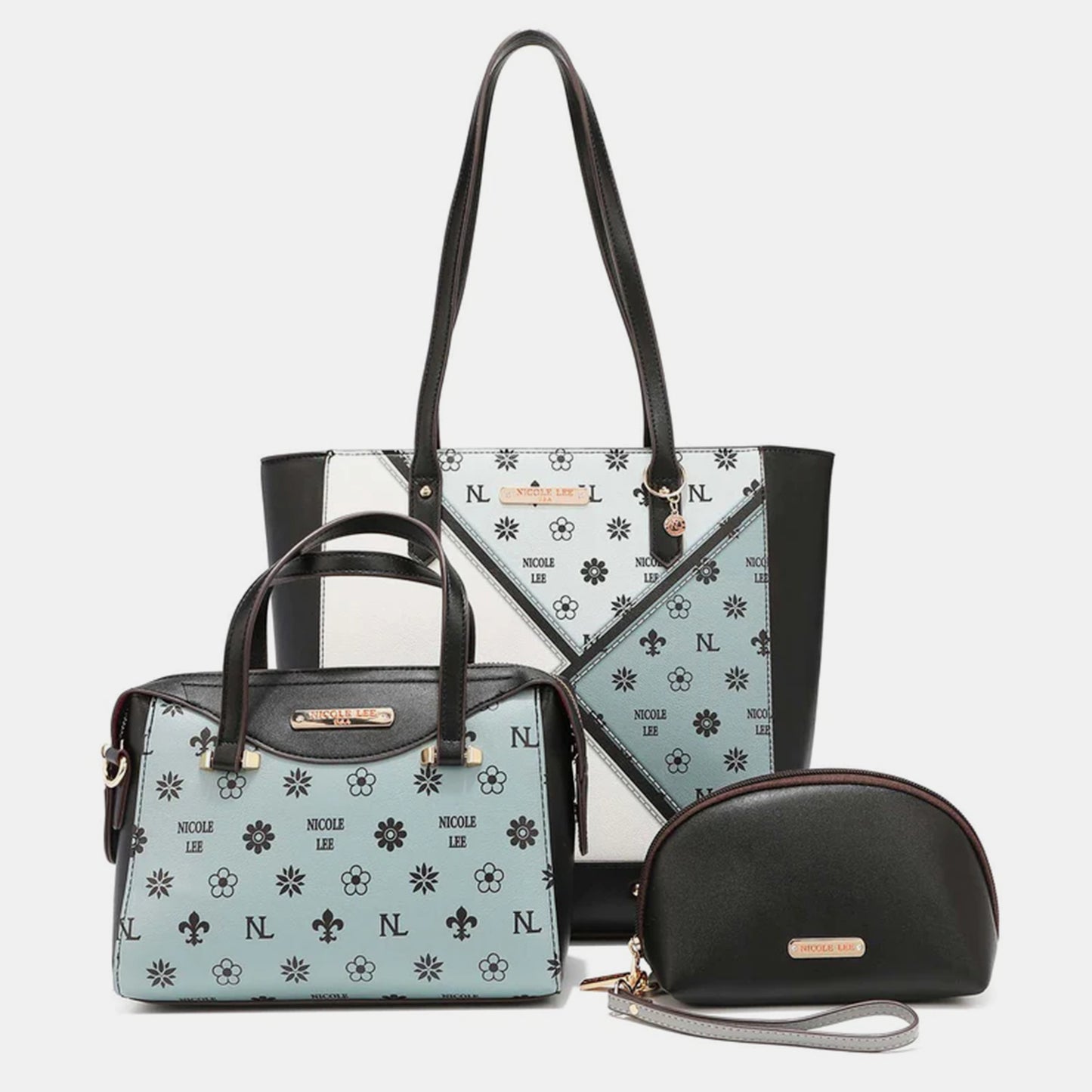 Nicole Lee USA - 3-Piece Color Block Handbag Set