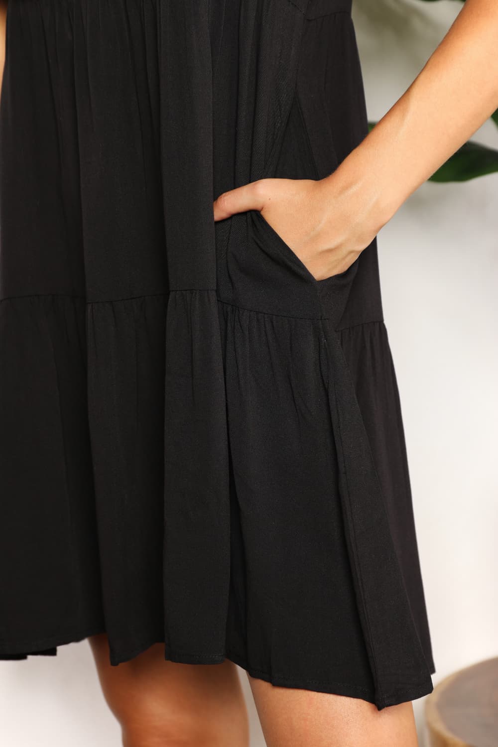 Double Take - V-Neck Flounce Sleeve Tiered Dress