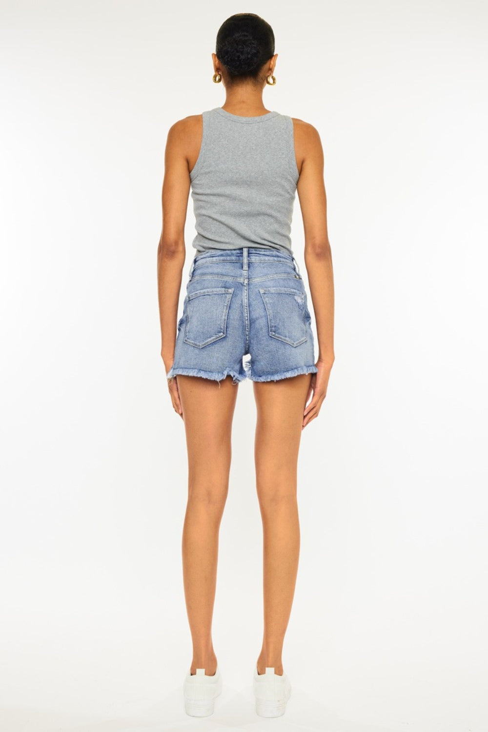 Kancan - Distressed Raw Hem Denim Shorts