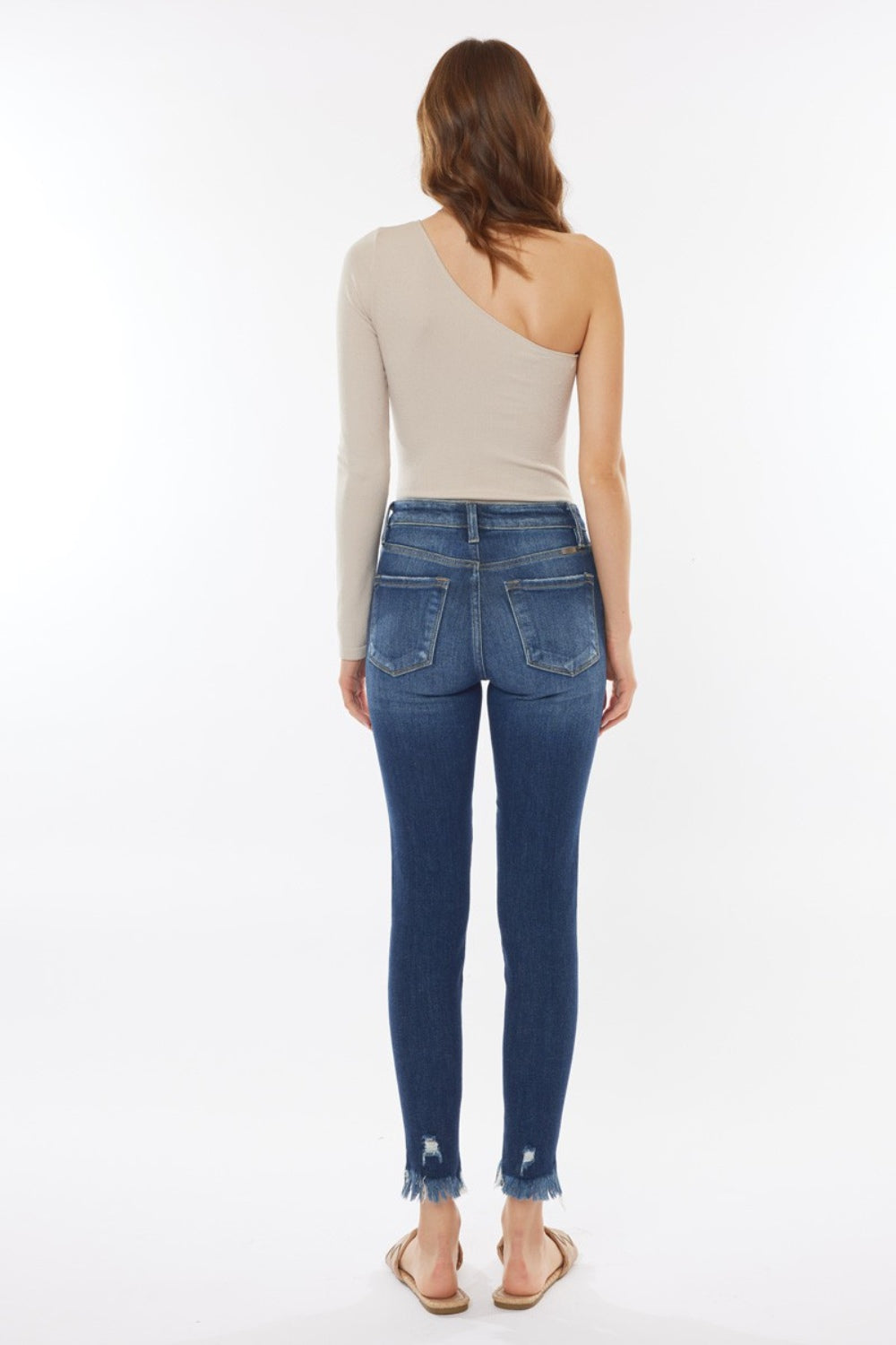 Kancan - Raw Hem High Waist Cropped Jeans