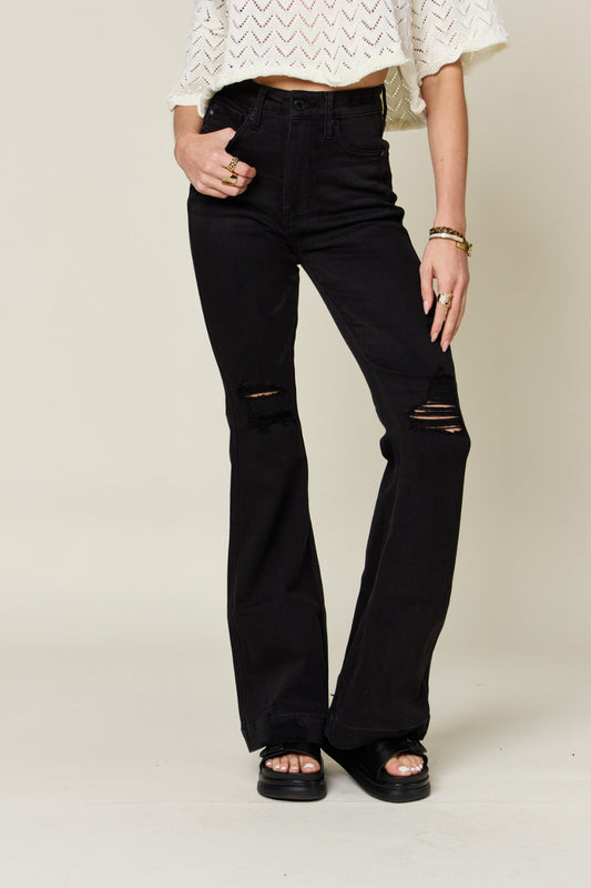 Judy Blue - High Waist Distressed Flare Jeans - Size: 0-24W