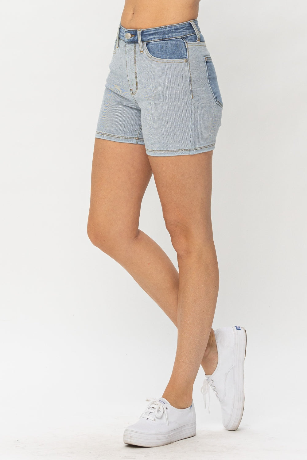 Judy Blue - Color Block Denim Shorts Size: S-3XL