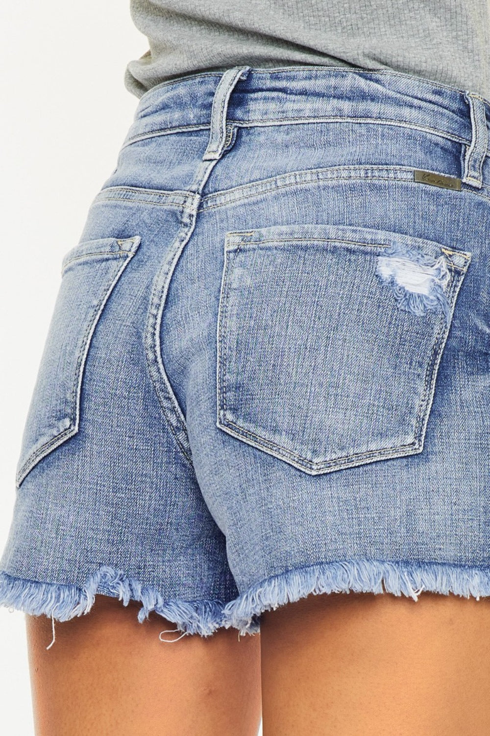 Kancan - Distressed Raw Hem Denim Shorts