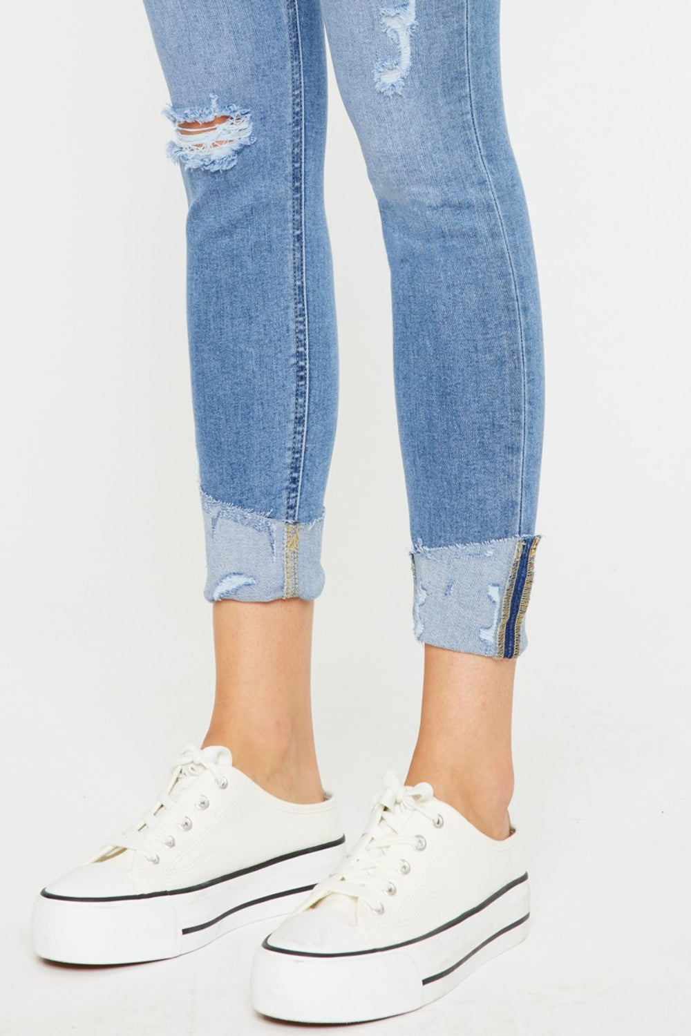 Kancan - Distressed Cat's Whiskers Button Fly Jeans