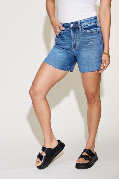 Judy Blue - High Waist Slim Denim Shorts - Size: S-4XL